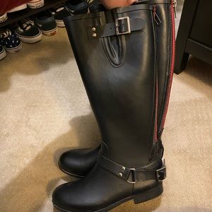 Steve Madden - Moto Rain Boots - Black/Red - 9